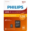 PHILIPS 128Gb UHS-I Micro SDXC Card Mikro Hafıza Kartı Ultra Speed Up to 80 Mb/S R A1 Class 10 Card+Adapter