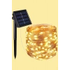 Solar Güneş Enerjili GÜNIŞIĞI 20mt Dış Mekan Peri Led İp Süsleme Ledli IP65 (3500k Gün Işığı Sarı Işık)
