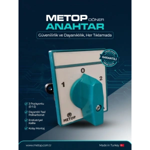 METOP 1x25A Bir Fazlı Monofaze Kutup Değiştirici Pako Şalter(1-0-2) Jeneratör Şalteri