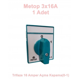 METOP 3x16A Üç Fazlı Trifaze Açıp Kapama Pako Şalter (0-1)