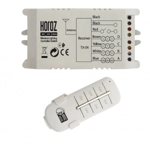 HOROZ Controller-4 4 Çıkışlı 4x1000w Avize ve Aydınlatma Kumandası 4Lü Wireless Kontrol 220 Volt IP20 (Dörtlü Kumanda 30-60 Metre Algılama)
