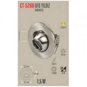 CATA Hareketli Ufo Yıldız 1.5w Saten Spot GÜNIŞIĞI 3200k 220v IP20