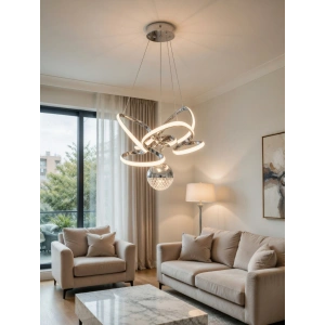 DMR 1 Toplu TAÇLI Sarkıt Led Avize KROM Kasa Üç Renk 6500k/4000k/3000k (Beyaz /Ilık Beyaz/Sarı (Günışığı))