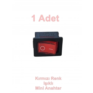 ENDER Işıklı KIRMIZI Mini Anahtar 3 Ayaklı 10A 220v IP40 (19x17mm Derinlik 20mm Dikdörtgen)