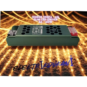 HOROZ Vespa-60 Süper Slim 12v Dc 5A Şerit Led Trafosu 60w IP20 (12 Volt 5 Amper 2.5mt ye Kadar Kullanım İçin Uygundur)