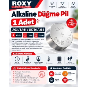 Alkaline Düğme Pil LR-41 AG3 LR41 1.5v (Saat - Oyuncak - Ateş Ölçer Pili 1 Adet Fiyatıdır)