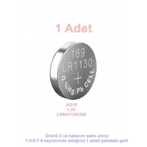Alkaline Saat Pili LR-1130/LR54 AG10 1.5V (Fener Hesap Makinesi Ve Oyuncak Gibi Cihazlarda Kullanılır)