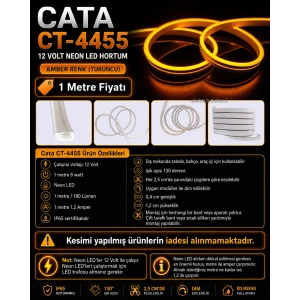 CATA 12V NEON Led Hortum AMBER (1mt Fiyatı) Pk. 50Mt