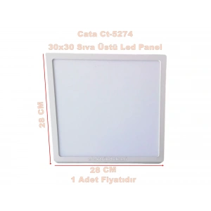CATA 30W 30x30 Kare Led Panel Armatür Sıva Üstü BEYAZ Kasa Beyaz Işık 6400k 3200lm 220v IP20