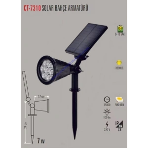 CATA 7W GÜNIŞIĞI Solar Bahçe Armatürü Çim Kazıklı (Güneş Enerji Şarjlı)