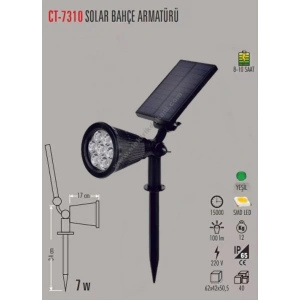 CATA 7W YEŞİL Solar Bahçe Armatürü Çim Kazıklı (Güneş Enerji Şarjlı)