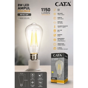 CATA 8W RUSTİK LED AMPUL ARMUT BEYAZ
