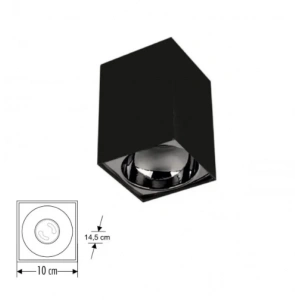 CATA Bergama Siyah-Platin Kare Sıva Üstü Armatür GU-10 Duylu (Ampulsüz)