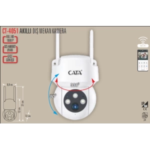 CATA DIŞ MEKAN AKILLI KAMERA 360 GECE GÖRÜŞLÜ HD IP66