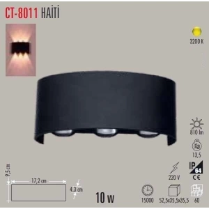 CATA HAİTİ 10W LED DUVAR APLİK 3200K GÜNIŞIĞI