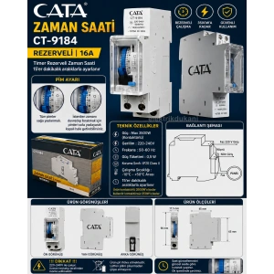 CATA Otomat Tipi Zaman Saati 100 Saat Rezervli Zaman Rolesi