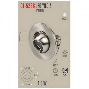 CATA UFO YILDIZ 1.5w SATEN SPOT BEYAZ