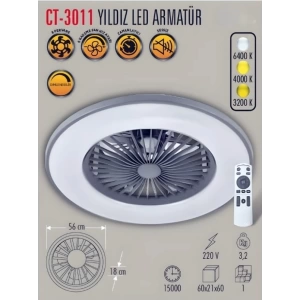 CATA Yıldız 50w Led Aydınlatmalı Kumandalı Tavan Vantilatörü (Gizli Fanlı)