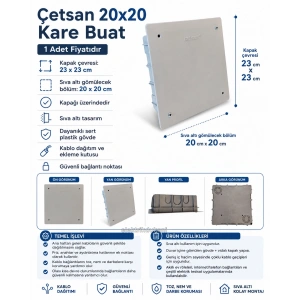 ÇETSAN 20x20 ABS Plastik Sıva Altı Kare Buat