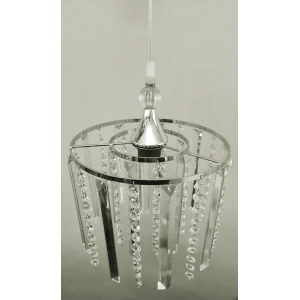 DMR Saçak Kristal Taşlı KROM Yuvarlak Tekli Avize E-27 Duylu