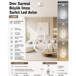 DMR Sarmal Büyük İmza Sarkıt Led Avize BEYAZ Kasa 50w 220 Volt Üç Renk 6500k/4000k/3000k (Beyaz /Ilık Beyaz/Sarı (Günışığı)