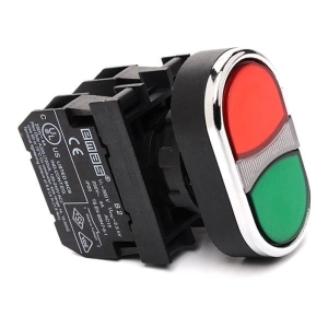 EMAS İkiz Buton Çiftli Yaylı Start/Stop Buton Kırmızı/Yeşil (Plastik)