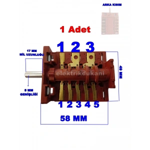 ENDER 6lı Çevirmeli Fırın Anahtarı Sürekli Döner 6 Kademe 5 Kontak