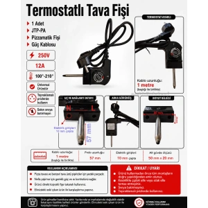 ENDER Kablolu Termostatlı Pizza Tava Fişi 220 Volt