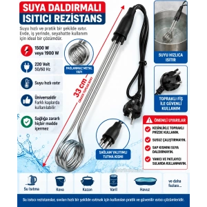 ENDER Kromajlı Daldırma Su Isıtıcısı 1500W  Topraklı (Kaliteli)