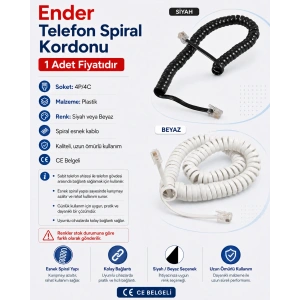 ENDER Telefon Ahize Spirali Kordonu Siyah / Beyaz