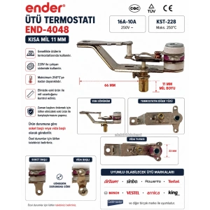 ENDER Ütü Termostatı Kısa Mil (Mil Boyu: 11mm)