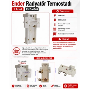 ENDER Yağlı Elektrikli Radyatör Termostadı Ayarlı (Plastik)