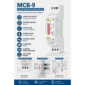 ENTES MCB-9 Çift Zaman Ayarlı Role Çalışma Ve Bekleme Süresi 1 San. den 30 Saate Kadar Ayarlanabilir
