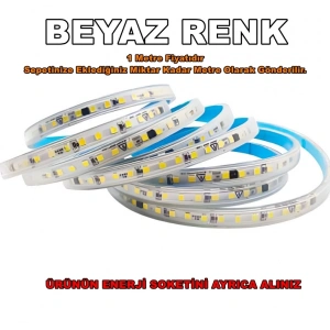 ERKled 10 Çip 220v BEYAZ Dış Mekan Trafosuz Şerit Led 6500k Kendinden Yapışkanlı (Strip 120 Led) IP44