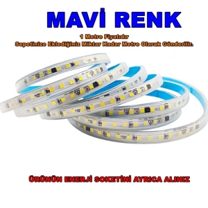 ERKled 10 Çip 220v MAVİ Dış Mekan Trafosuz Şerit Led Kendinden Yapışkanlı (Strip 120 Led) IP44