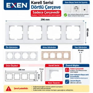 EXEN Beyaz KARELL Dörtlü Çerçeve