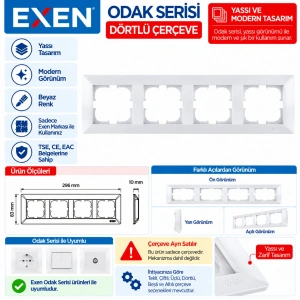 EXEN Beyaz ODAK Dörtlü Çerçeve