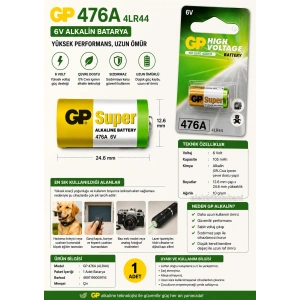 GP 4LR44 476A 6V Yüksek Voltaj Alkalıne Sipesifik Pil (Köpek Tasması Pil)