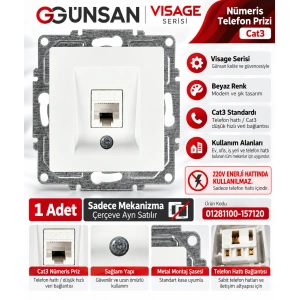 GÜNSAN VİSAGE BEYAZ NÜMERİS TELEFON PRİZİ