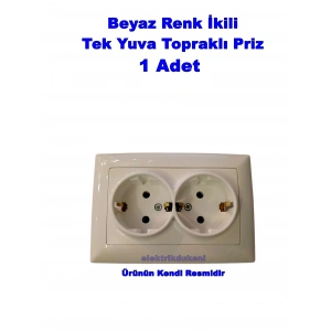 GÜNSAN Visage BEYAZ Sıva Altı İkili Topraklı Priz (ÇERÇEVELİ)