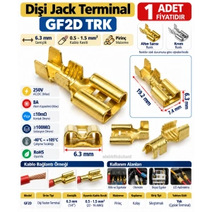 GWEST 6.3mm Sarı Orta Geçmeli Dişi Jak Terminal Faston