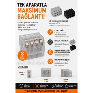 GWEST 8li Geçmeli Buat Klemensi 0.50-2.5mm Arası (8 li Sekizli Buat Klemensi)