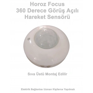 HOROZ Focus 360 Derece Görüş Açılı Sıva Üstü Hareket Sensörü 1000w IP44
