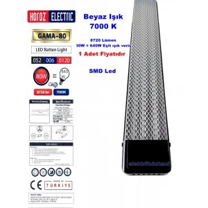 HOROZ Gama 120cm 80W Prizma Led Bant Armatür SİYAH 7000K Beyaz Işık