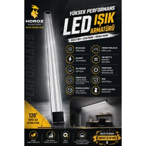 HOROZ Gama-60 SİYAH 120cm 60w Prizma Led Bant Armatür 7000k Beyaz Işık IP20