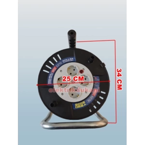 HOROZ Spin-1 Plastik Boş Kablo Makarası 25mt Kapasiteli IP20 Monofaze 4 Prizli Termik Korumalı
