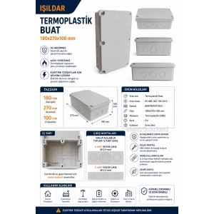 IŞILDAR 180x270x100 Termoplastik 12 Çıkışlı Buat Beyaz IP65 (ABS Vidalı Contalı Kapak)
