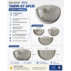 IŞILDAR Riva Yarım Ay Plastik Aplik E-27 IP00
