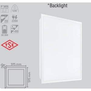 LUSTER BACKLİGHT 48W 60X60 LED PANEL ILIK BEYAZ 4000K