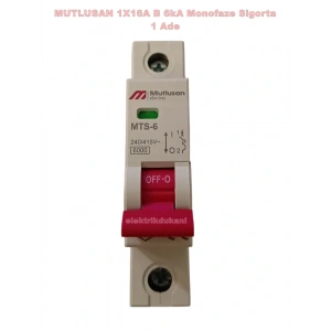MUTLUSAN 1x16A B 6kA W-Otomat Sigorta Monofaze Tek Fazlı W Otomat Sigorta